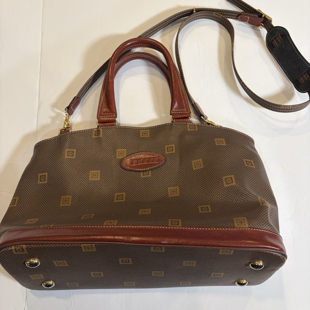 VTG Texier Satchel Bag Purse Shoulder Crossbody Brown Made In France Large